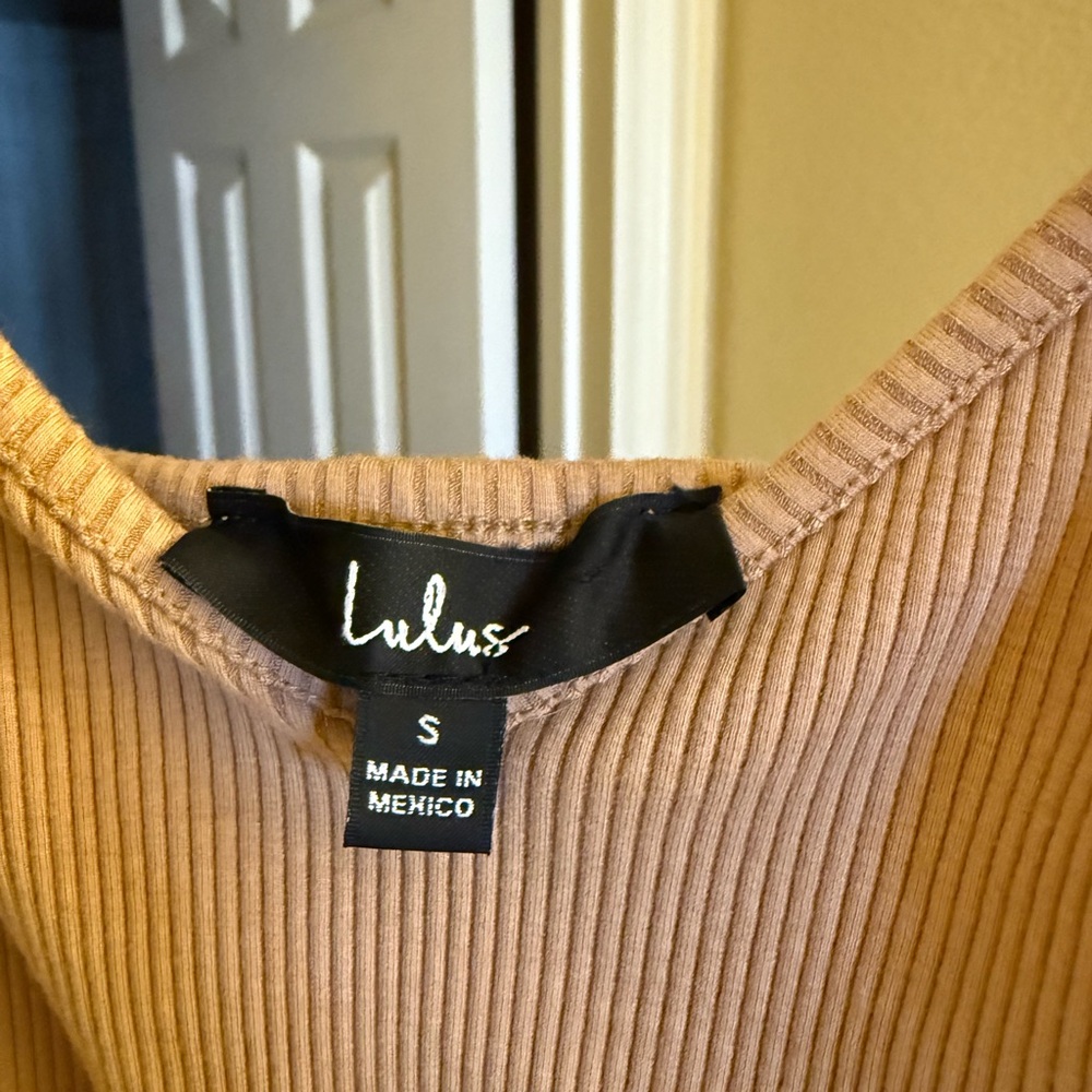 Lulu's Camel Ribbed Bodysuit - Picture 3 of 3